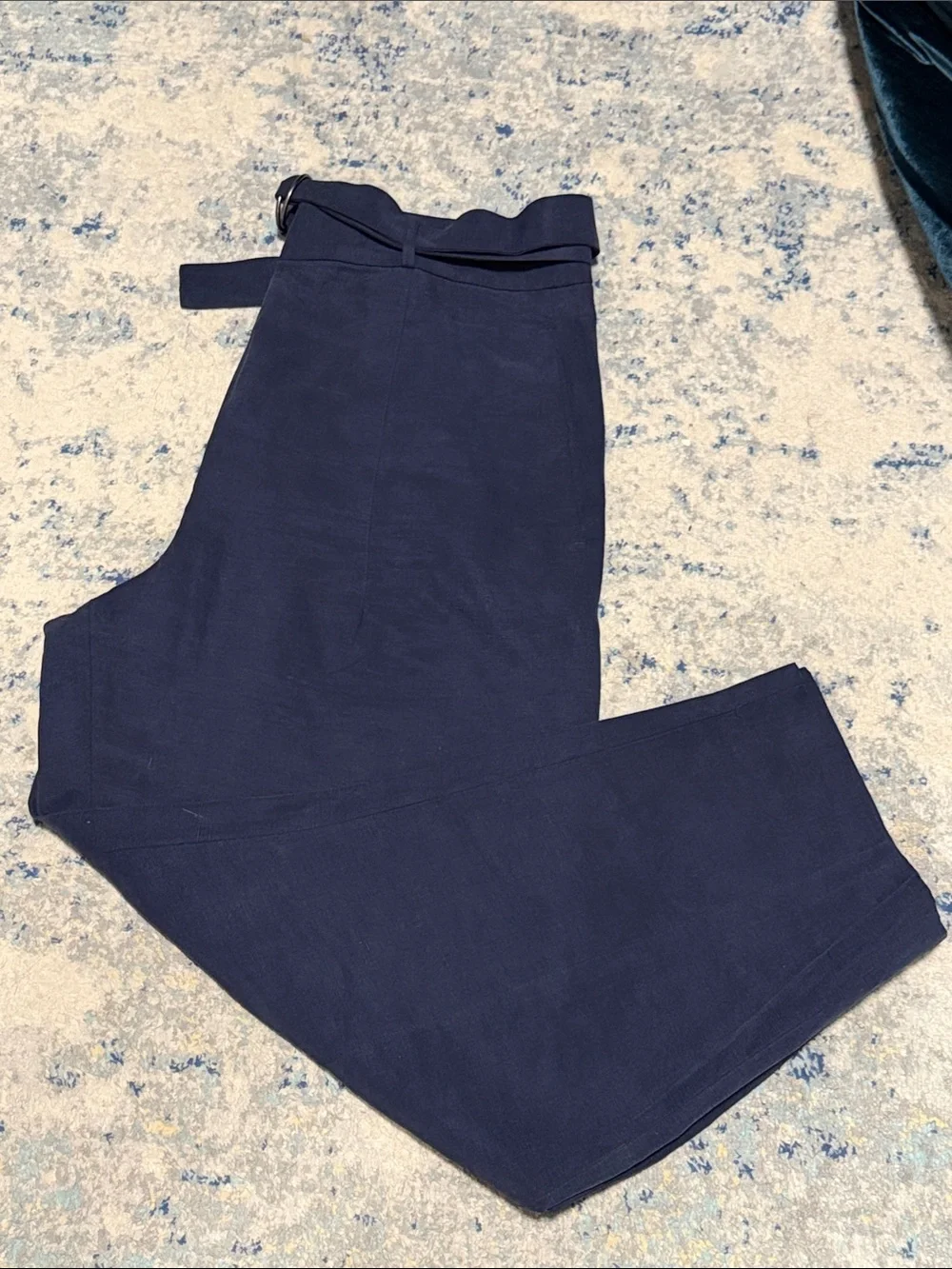 Banana Republic Navy Belted Barrel Pants